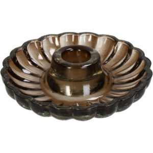 Flower candle holder glass Brown